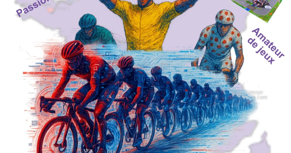 Course cycliste, vainqueur en maillot jaune, événement à Firminy